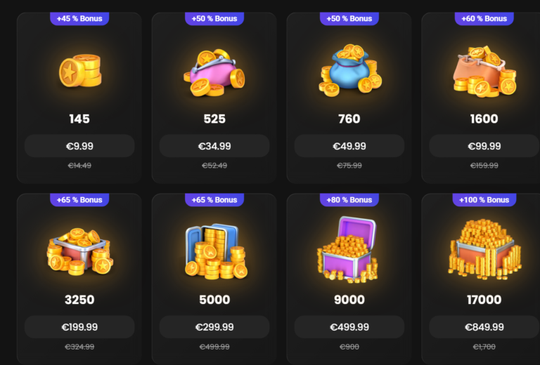 Packs de tokens de Candy AI, desde 145 tokens por 9,99 euros hasta 17.000 tokens por 849,99 euros