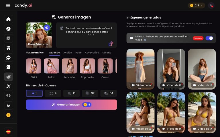 Imágenes generadas en el generador de Candy AI