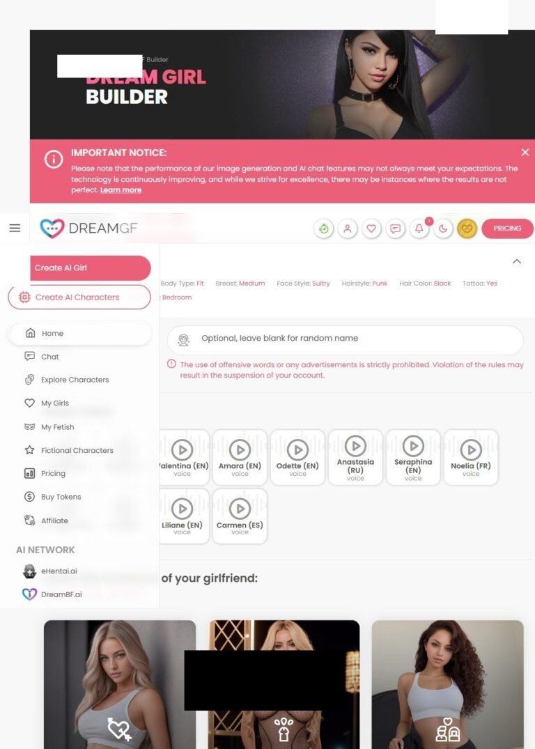 Creador de DreamGF, paso 2: Personality, 16 personalidades, 10 hobbies