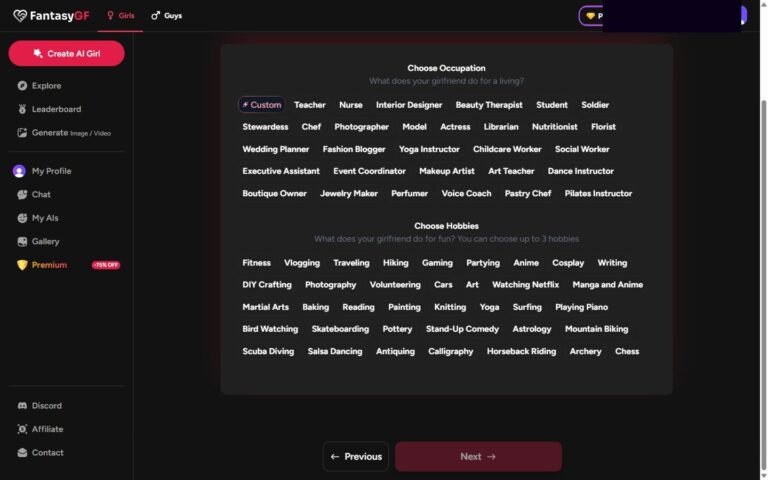 Creador de FantasyGF, paso 5: personalidad y voz