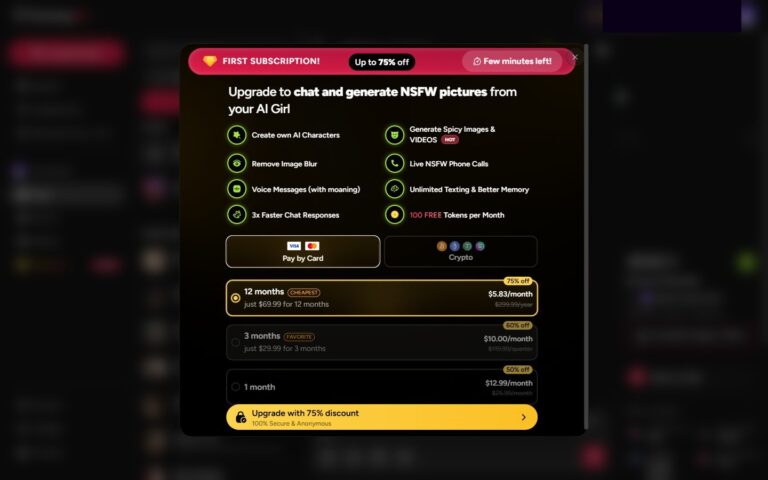 Paywall del chat de FantasyGF tras el primer intento de respuesta
