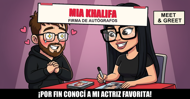 Nico conoce a Mia Khalifa en una firma de autógrafos, momento fanboy total con corazoncitos a su alrededor