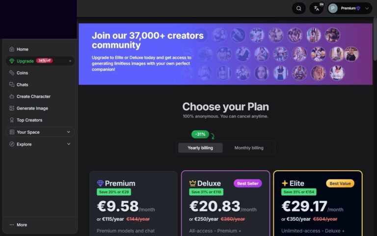 Planes de precios de GirlfriendGPT: Premium, Deluxe y Elite