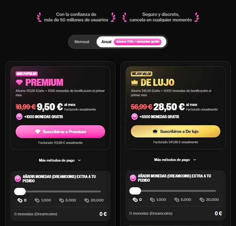 Precios de OurDream AI: Premium 9,50 euros y Deluxe 28,50 euros al mes en plan anual